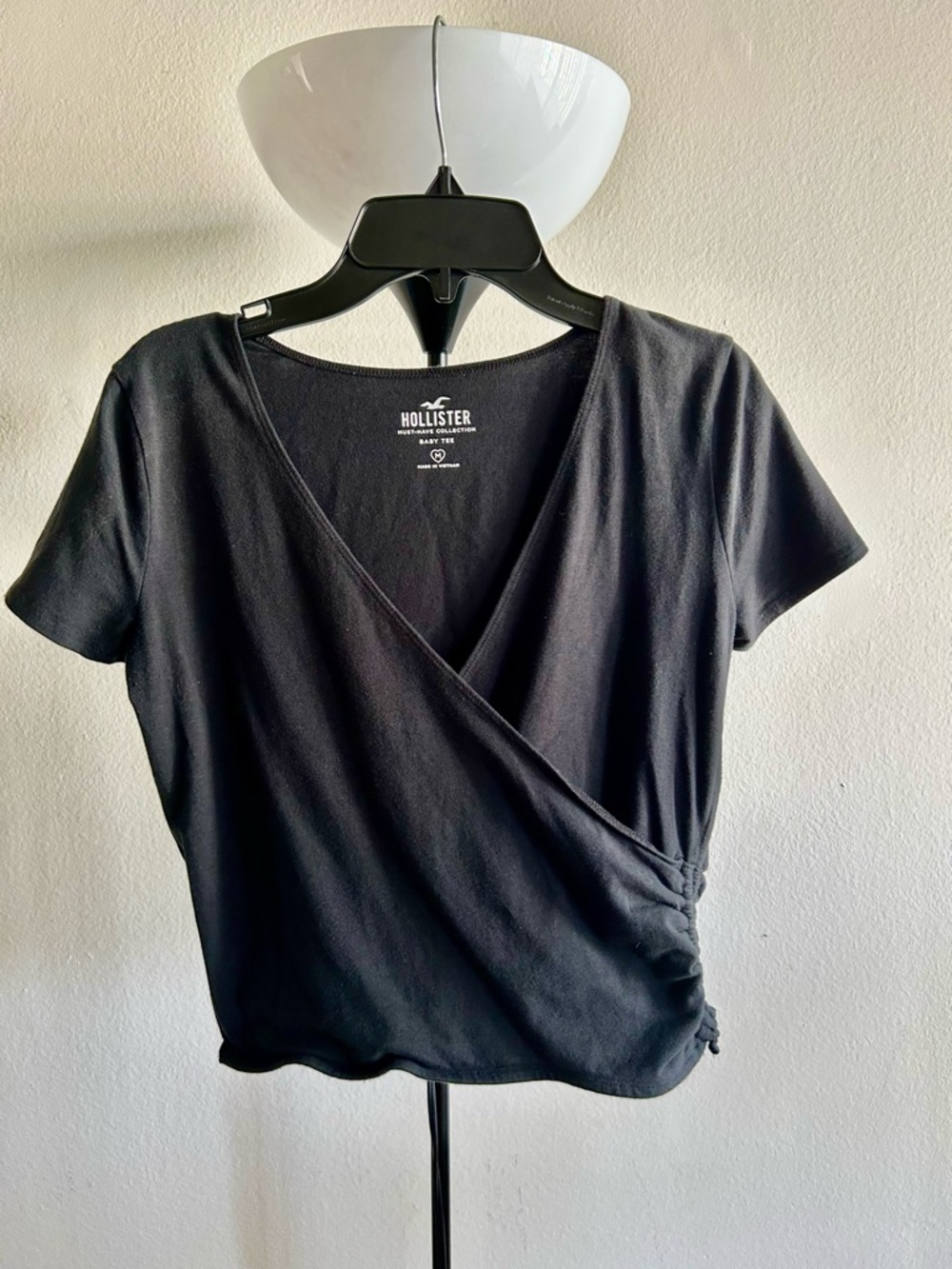 Hollister Black Wrap V-Neck Short Sleeve Top